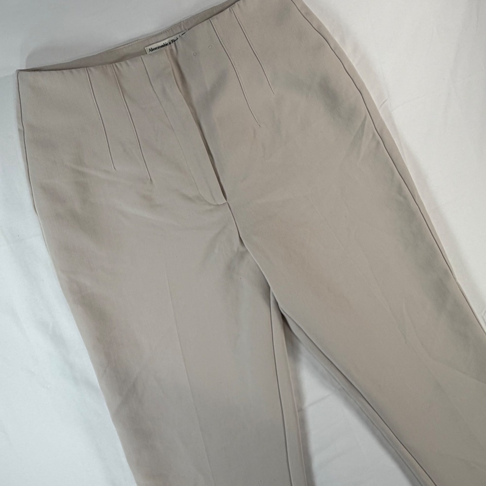 Abercrombie & Fitch Womens 30L Beige High Rise Tailored Trousers Slim Leg Pants